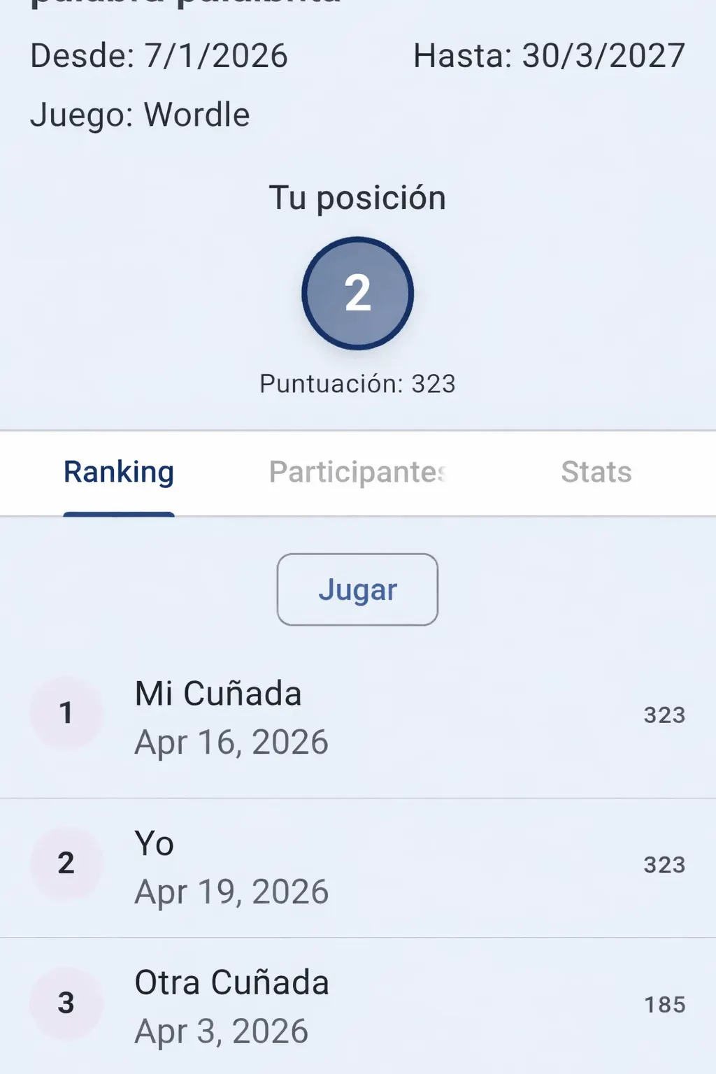 La competición familiar de wordle